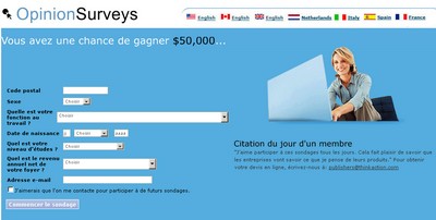 page accueil de la loterie toluna